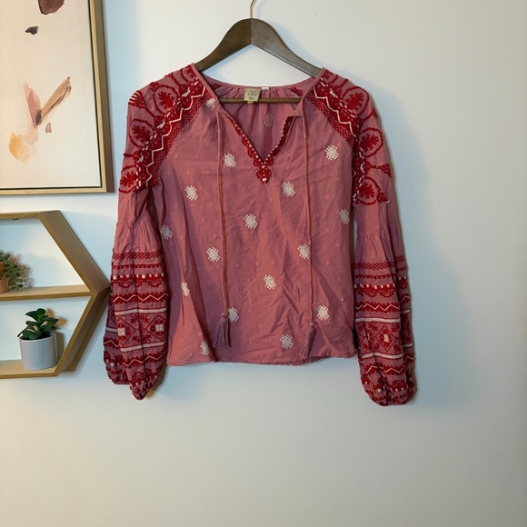Anthropologie Seen Worn Kept Embroidered Blouse size 4 - Picture 3 of 8